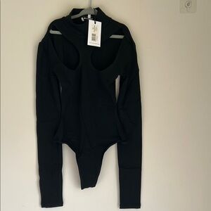 Black Cutout Long Sleeve Bodysuit